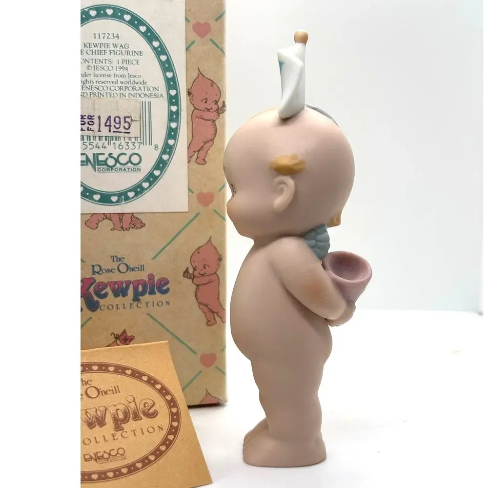 VTG 1994 Enesco, Rose O'Neill Porcelain Kewpie Doll, The Chief Figurine w/Box